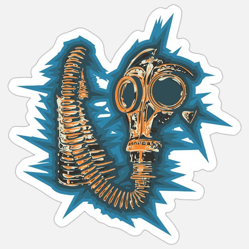 Gasmask Spikey Contexte - Sticker taille S (10 x 10 cm) - blanc mat