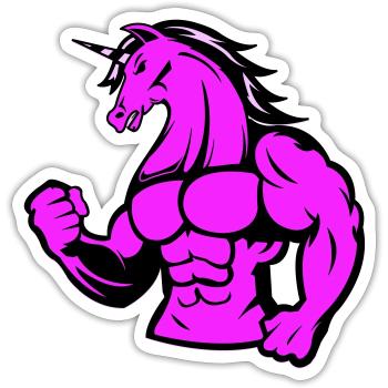 strong unicorn - Sticker Größe S (10 x 10 cm) - Mattweiß - Vorne