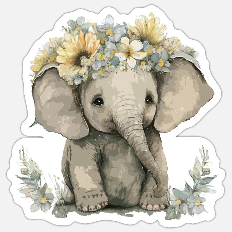 Bébé éléphant Sticker taille S (10 x 10 cm)