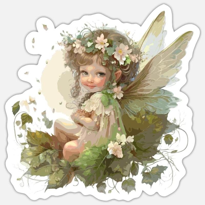 Blumenelfe - Sticker Größe S (10 x 10 cm) - Mattweiß
