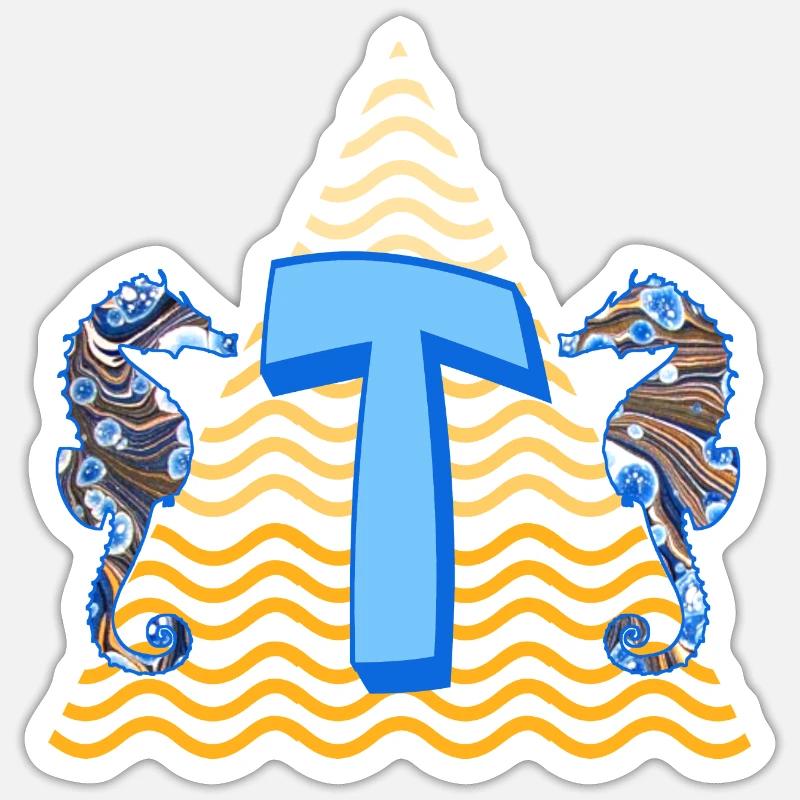 seepferdchen e 262 t - Sticker Größe S (10 x 10 cm) - Mattweiß