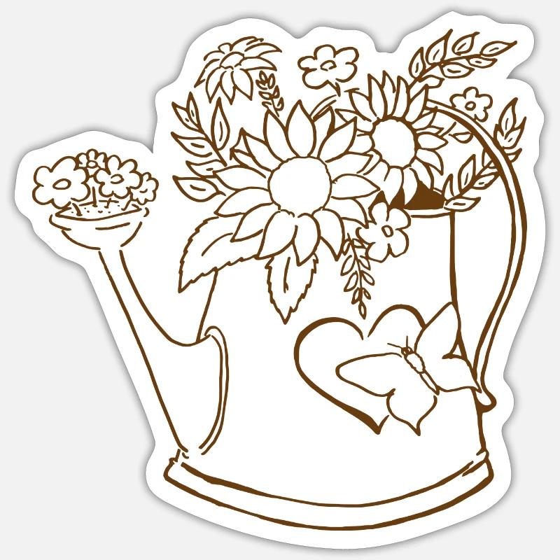 Gießkanne - Sticker Größe S (10 x 10 cm) - Mattweiß