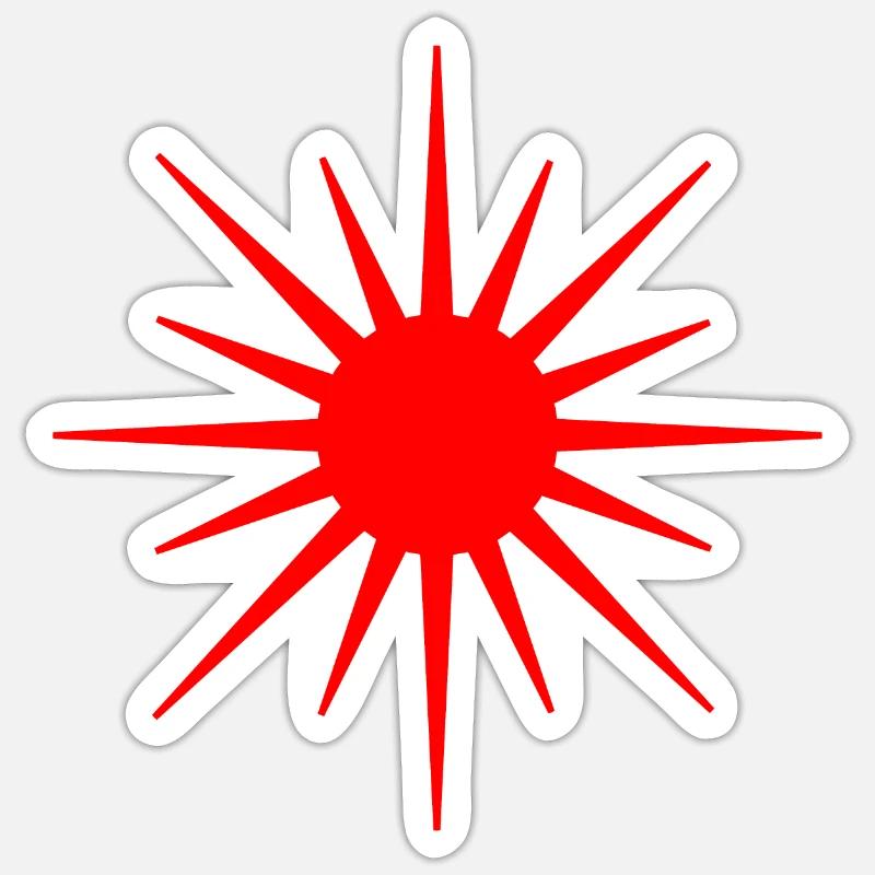 Rotes Sonnensymbol - Sticker Größe S (10 x 10 cm) - Mattweiß
