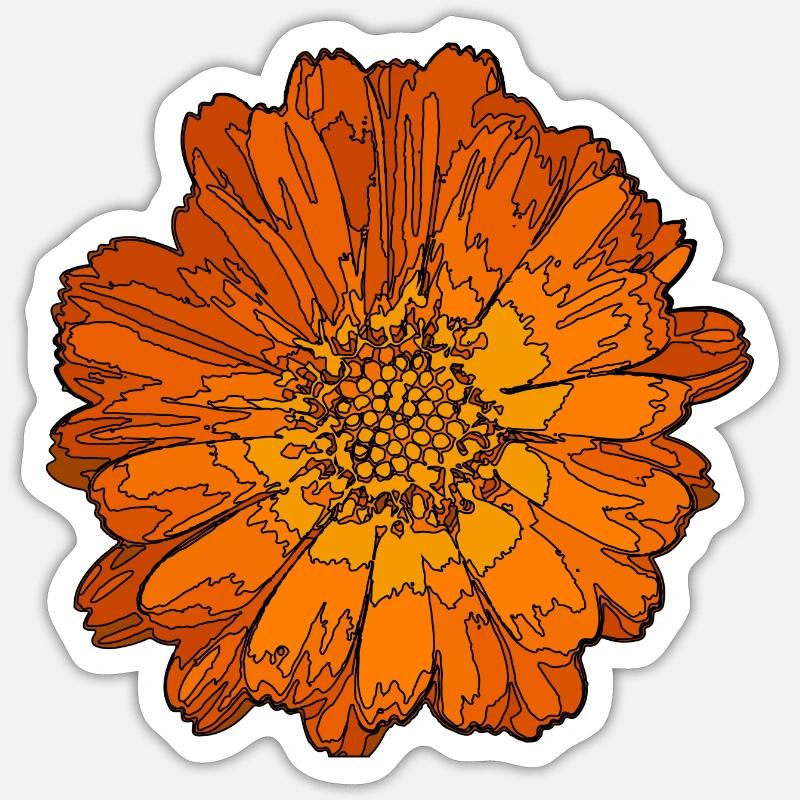 Abstrakte Ringelblume - Sticker Größe S (10 x 10 cm) - Mattweiß