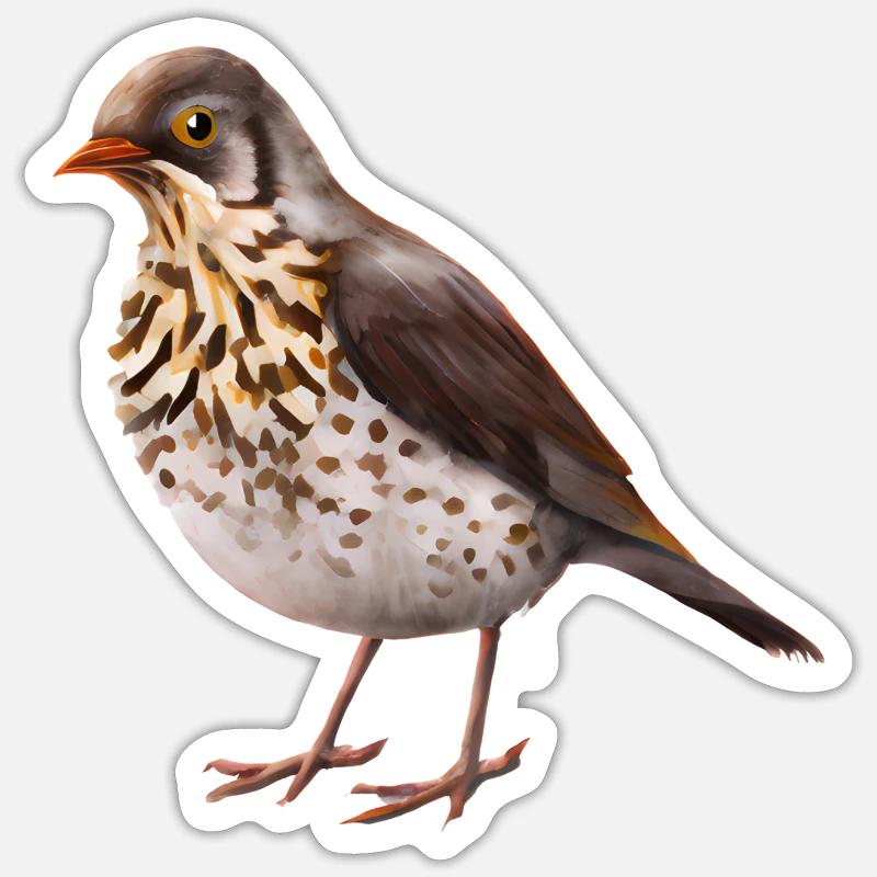 Grive oiseau - Sticker taille S (10 x 10 cm) - blanc mat