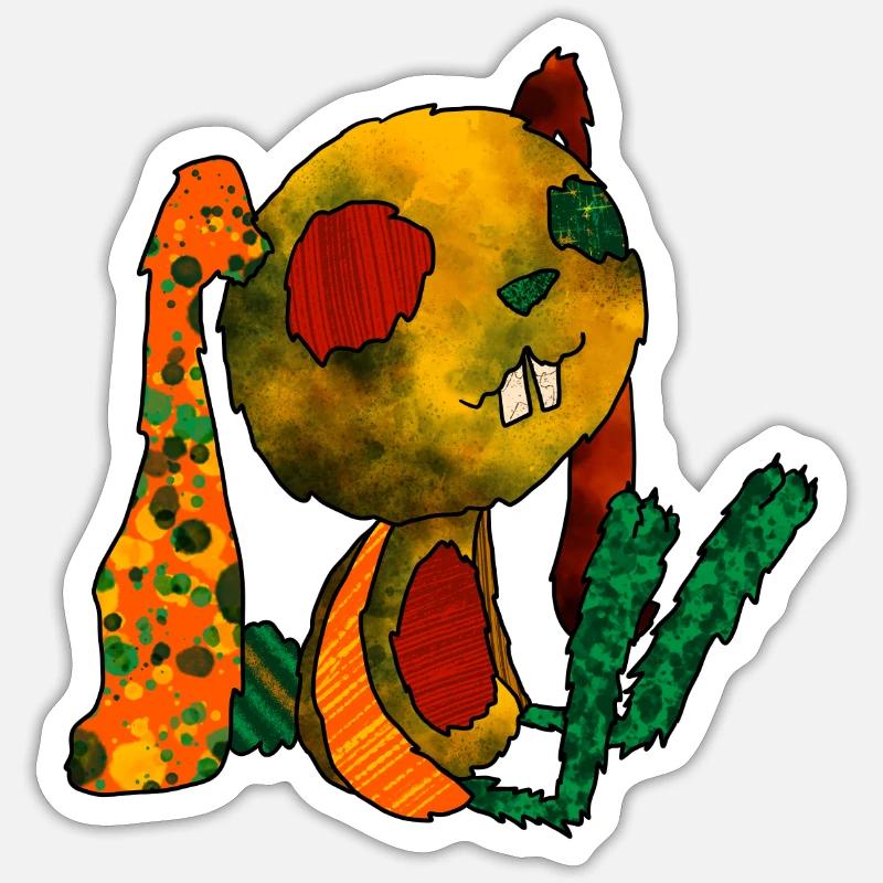 Lapin d'automne - Sticker taille S (10 x 10 cm) - blanc mat
