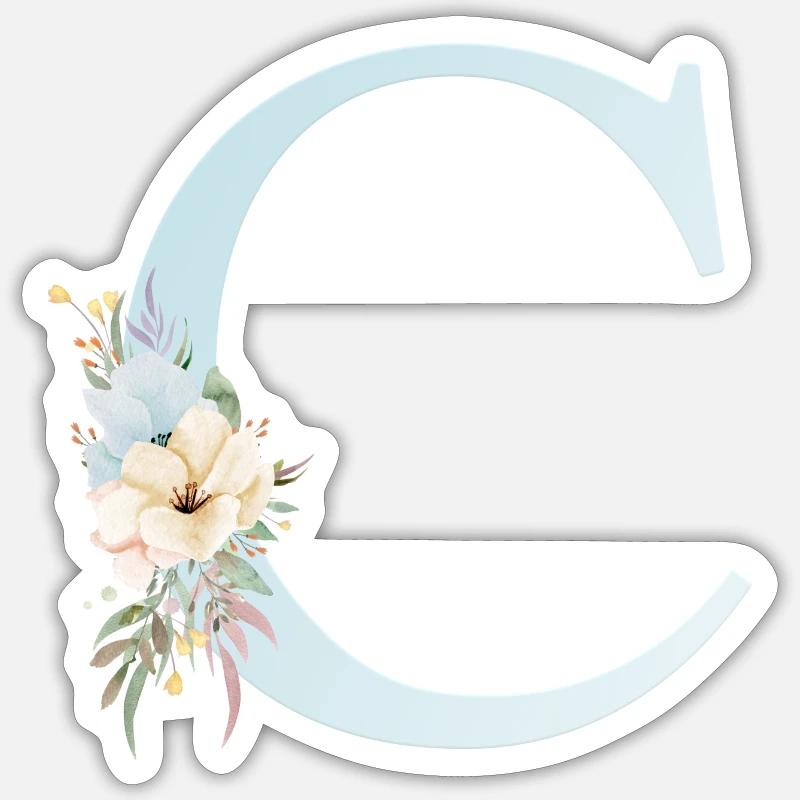 Customizable Monogram C Floral - Sticker size S (10 x 10 cm) - white matte