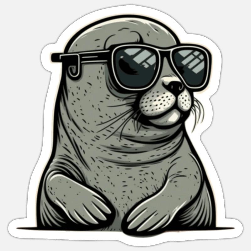 Robbe Robben Geschenk - Sticker Größe S (10 x 10 cm) - Mattweiß