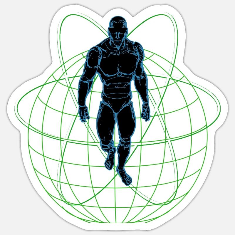 Earth Machine Man Atomic Robot Machine Man Sticker size S (10 x 10 cm)