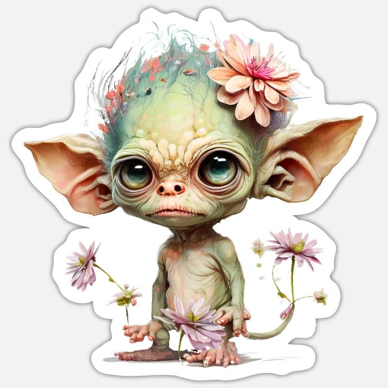 Mignon extraterrestre - Sticker taille S (10 x 10 cm) - blanc mat