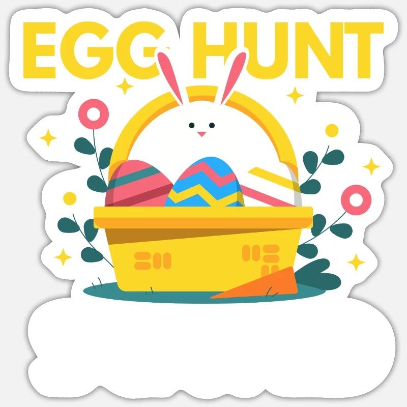 Egg Hunt Squad Osterei - Sticker Größe S (10 x 10 cm) - Mattweiß