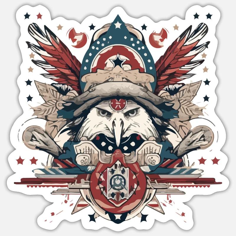 Folklore Americain - Sticker taille S (10 x 10 cm) - blanc mat