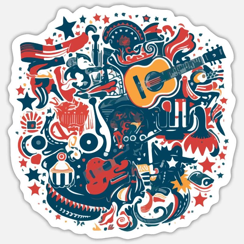Folklore américain - Sticker taille S (10 x 10 cm) - blanc mat