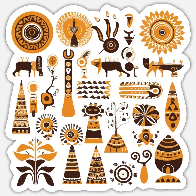 Afrikanische Folklore - Sticker Größe S (10 x 10 cm) - Mattweiß
