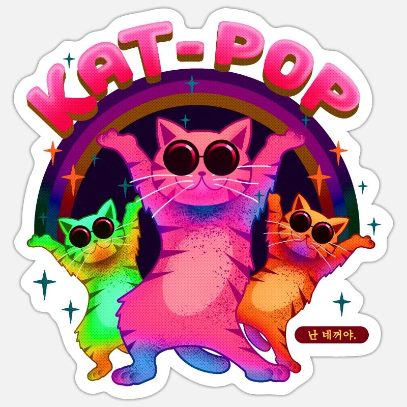 KAT POP - Sticker taille S (10 x 10 cm) - blanc mat