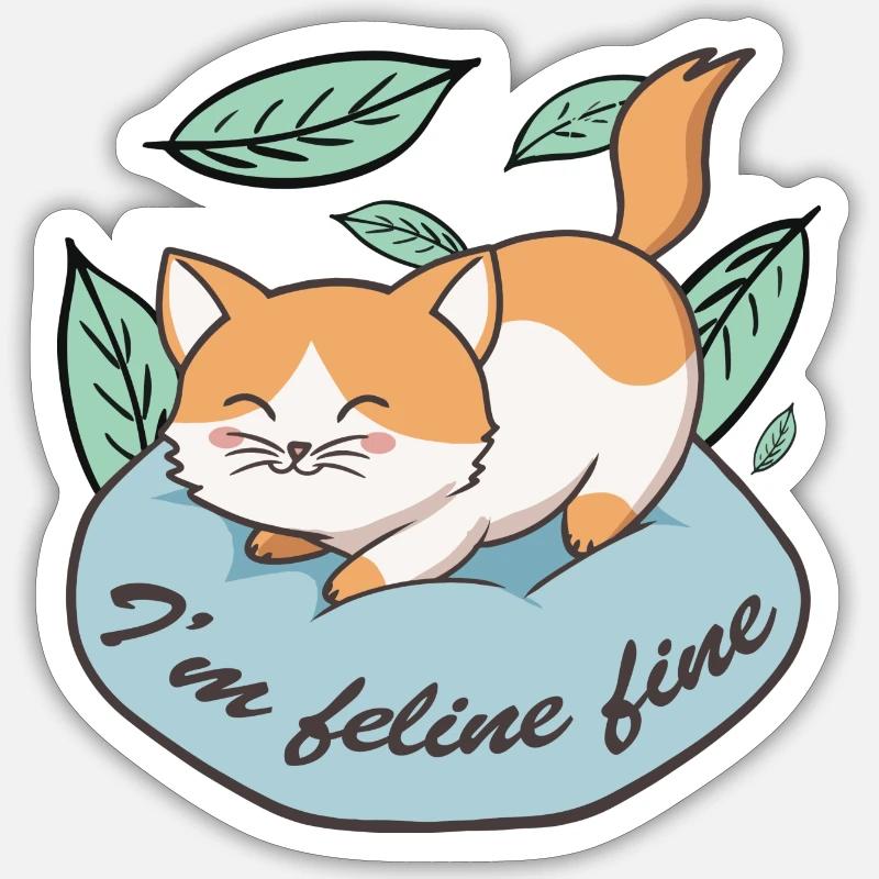 Chat mignon kawaii - Sticker taille S (10 x 10 cm) - blanc mat