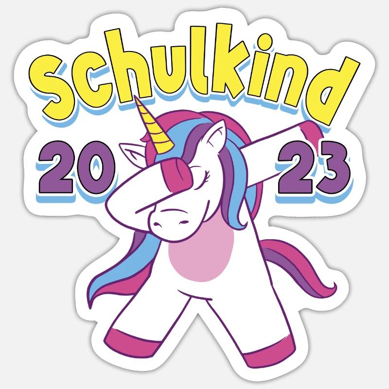 Schulkind 2023 Dabbing Einhorn Einschulung - Sticker Größe S (10 x 10 cm) - Mattweiß