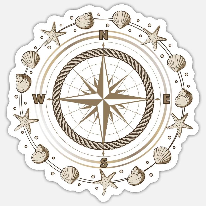 Compass Maritime Shells Sticker size S (10 x 10 cm)