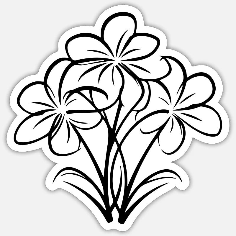 Fleur dessinée à la main Sticker taille S (10 x 10 cm)