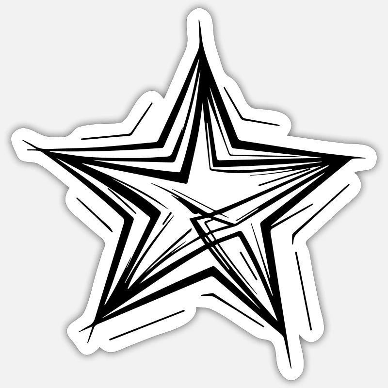 Hand-drawn noble star - Sticker size S (10 x 10 cm) - white matte
