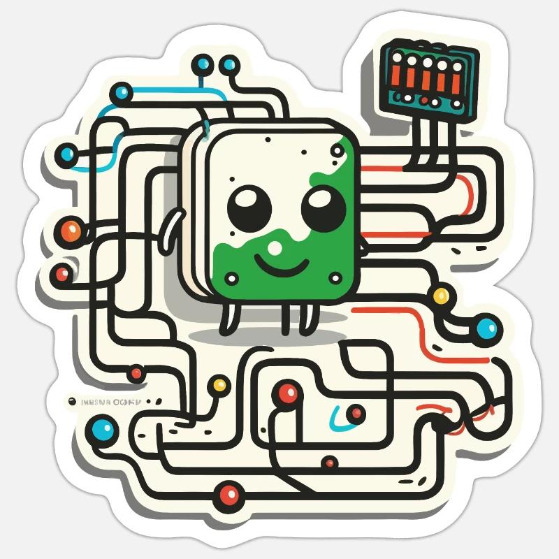 Le circuit quantique - Sticker taille S (10 x 10 cm) - blanc mat