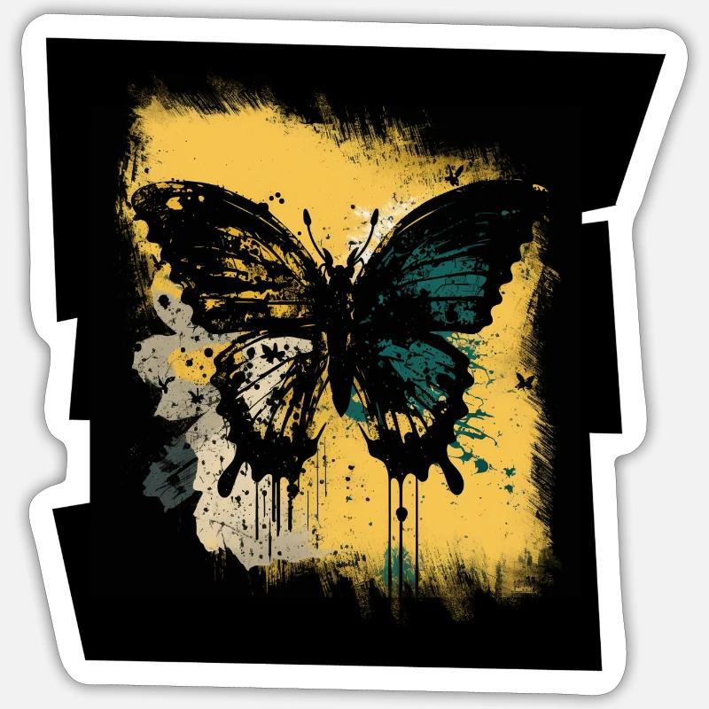 Dark Butterfly Graffiti Print - Sticker size S (10 x 10 cm) - white matte