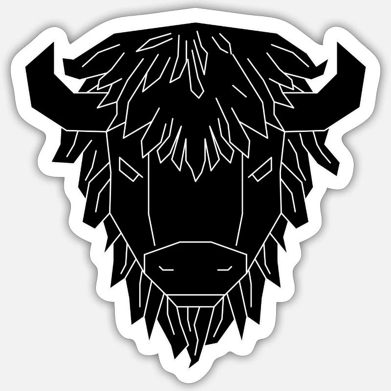Bison - Sticker taille S (10 x 10 cm) - blanc mat