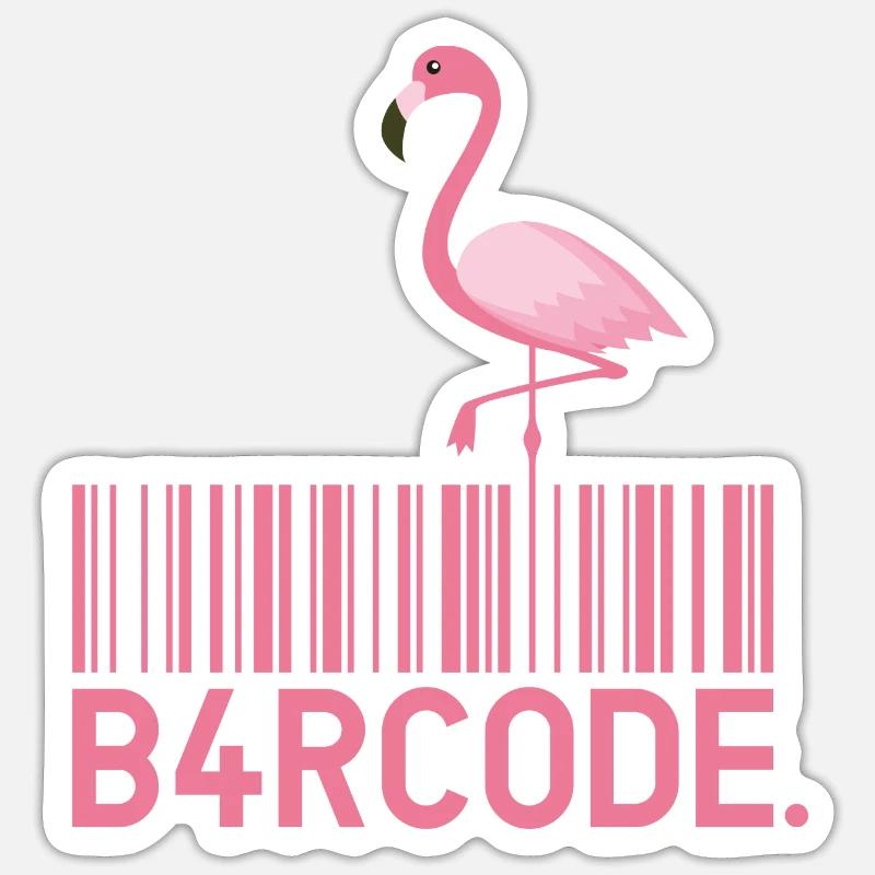 B4RCODE. Flamingo - Sticker size S (10 x 10 cm) - white matte