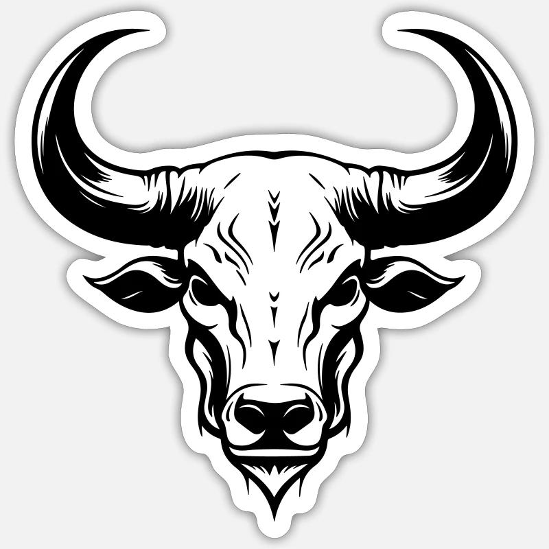 Taureau Tête d’animal Squelette Taureau - Sticker taille S (10 x 10 cm) - blanc mat