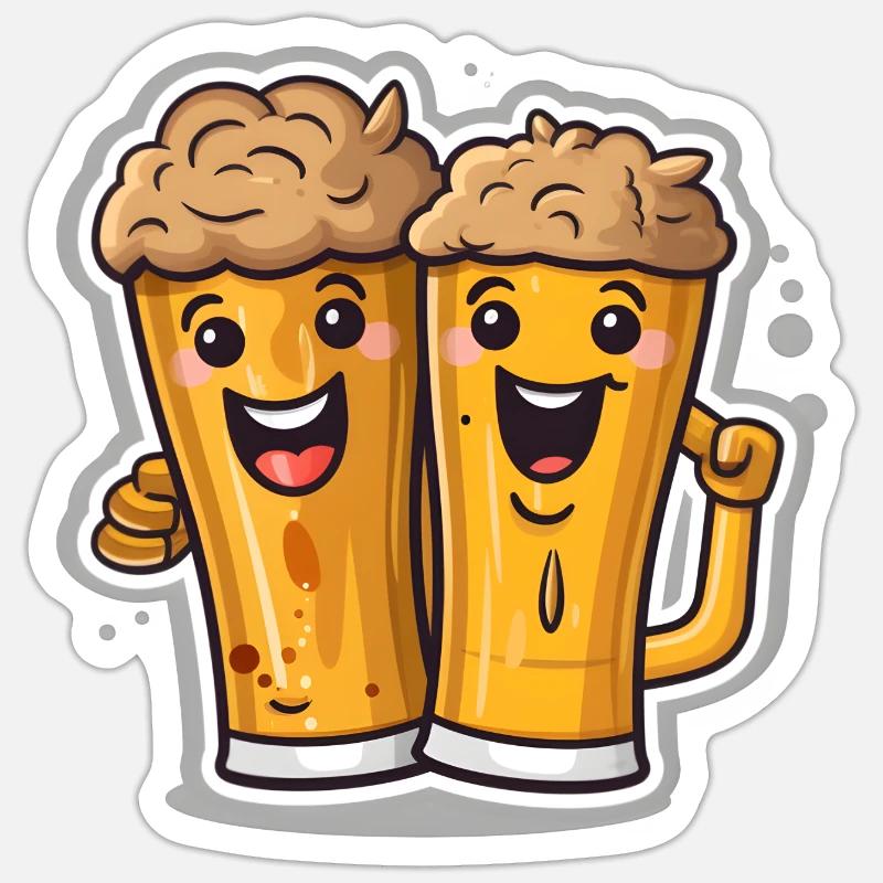2 Bierglas-Kumpels - Sticker Größe S (10 x 10 cm) - Mattweiß