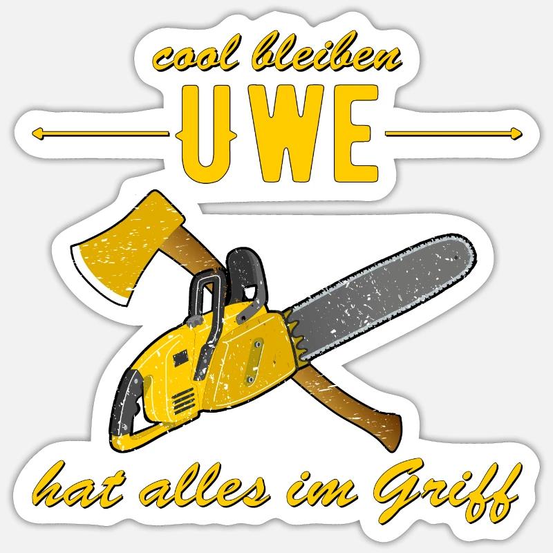 Uwe hat alles im Griff - cool bleiben - Sticker Größe S (10 x 10 cm) - Mattweiß