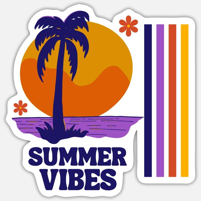 vacances d'été, vacances, vacances à-la mer - Sticker taille S (10 x 10 cm) - blanc mat