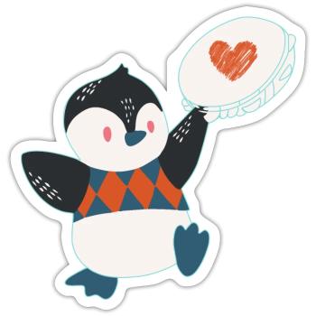 Pinguinmusik - Sticker Größe S (10 x 10 cm) - Mattweiß - Vorne