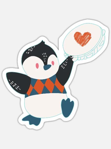 Pinguinmusik - Sticker Größe S (10 x 10 cm) - Mattweiß