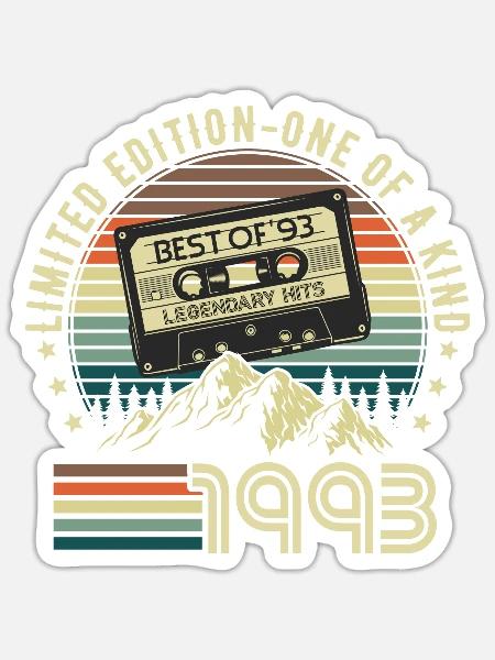 1993 Jahrgang geboren Vintage Retro Geburtstag - Sticker Größe S (10 x 10 cm) - Mattweiß