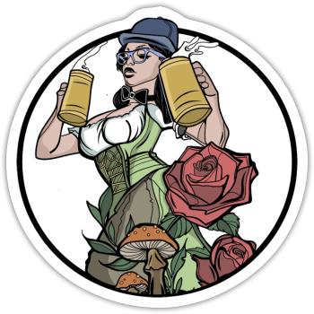 Beer Garden // Oldschool // Illustration - Sticker taille S (10 x 10 cm) - blanc mat - Devant