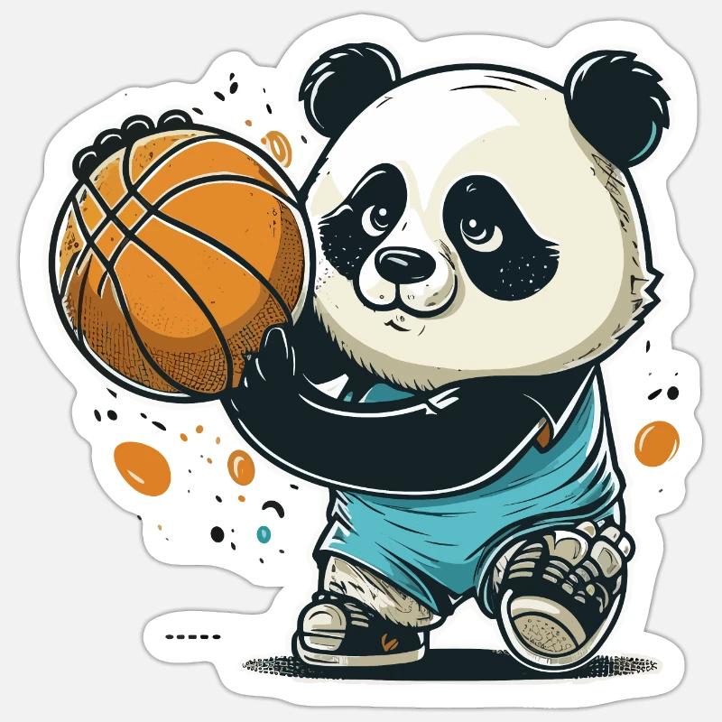 Cerceaux avec un panda - Sticker taille S (10 x 10 cm) - blanc mat