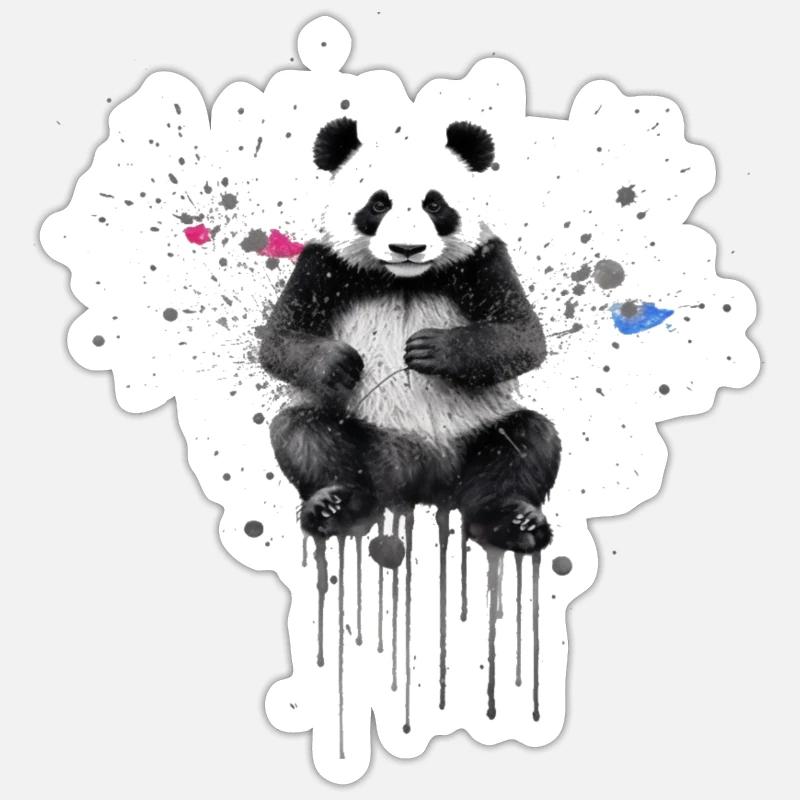 Graffiti de panda mignon Sticker taille S (10 x 10 cm)