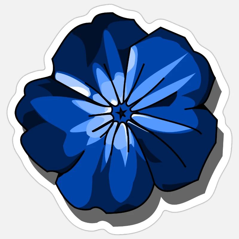 Blaue Blume - Sticker Größe S (10 x 10 cm) - Mattweiß