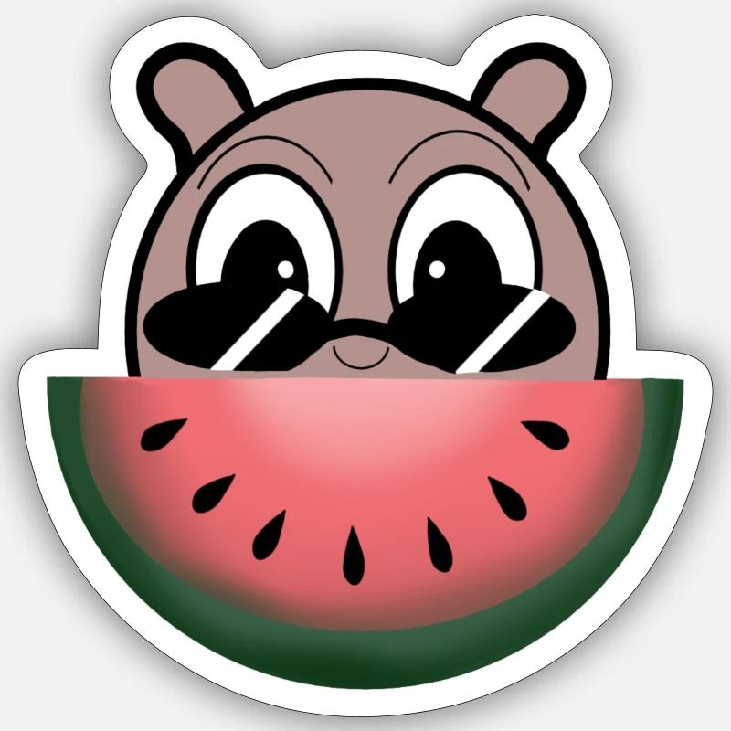 Personnage Pastèque - Sticker taille S (10 x 10 cm) - blanc mat
