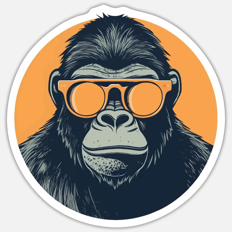 Gorilla with sunglasses, monkey, primate Sticker size S (10 x 10 cm)