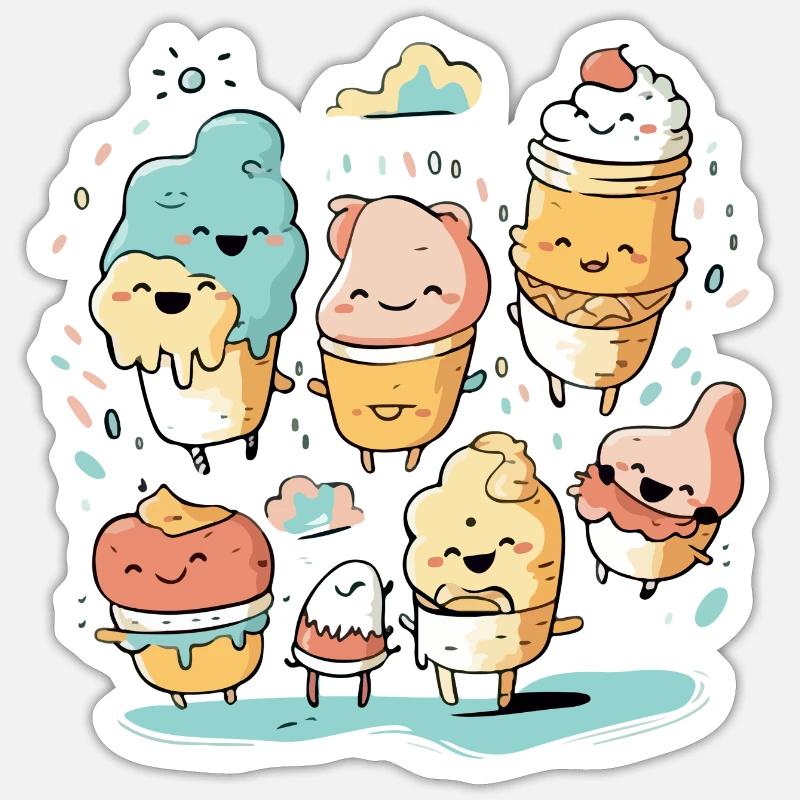 Kawaii-Eis - Sticker Größe S (10 x 10 cm) - Mattweiß
