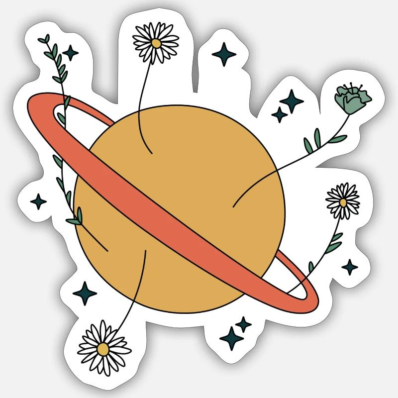 Saturn blüht Sticker Größe S (10 x 10 cm)