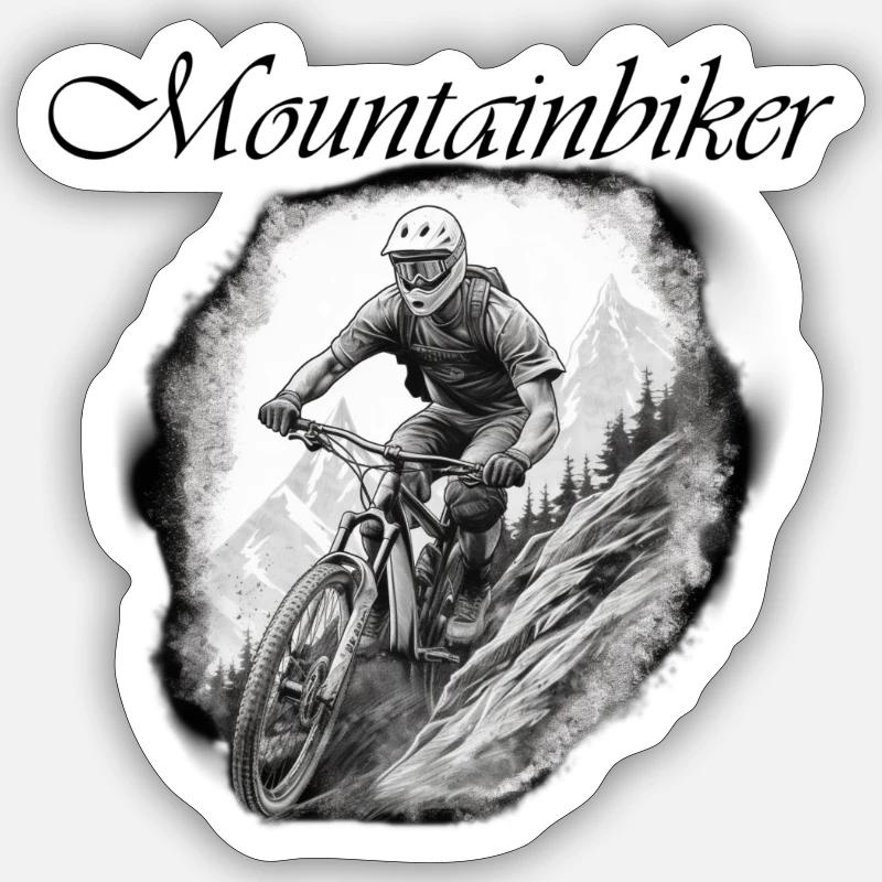 Mountainbiker - Sticker Größe S (10 x 10 cm) - Mattweiß
