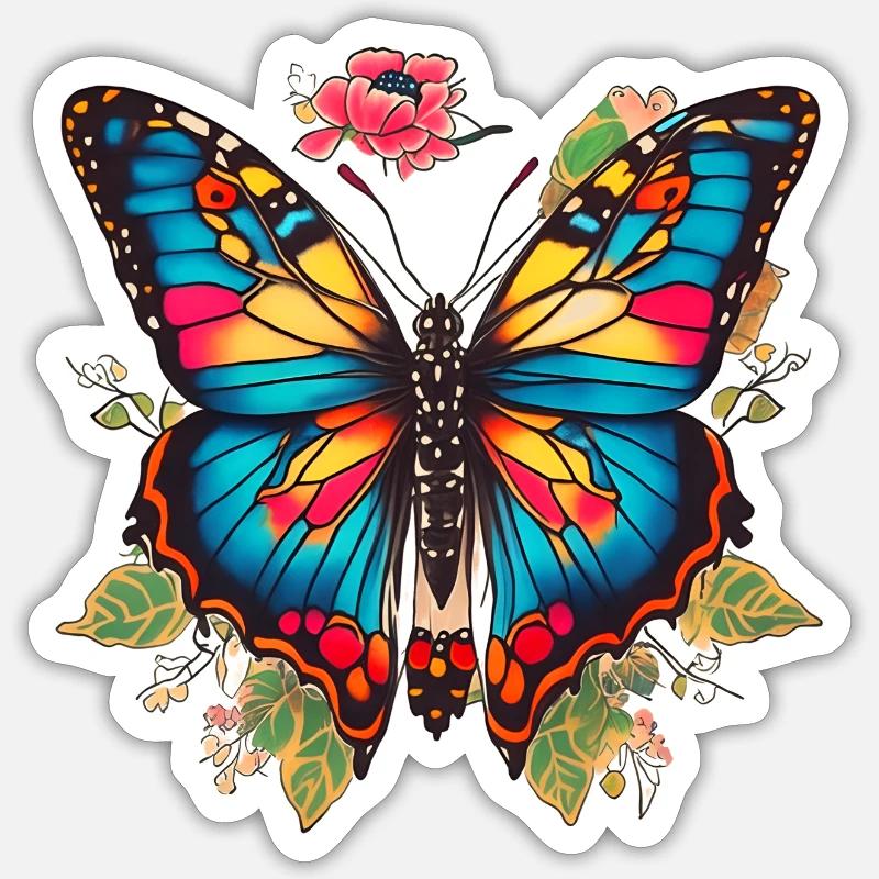 Tatouage papillon - Sticker taille S (10 x 10 cm) - blanc mat