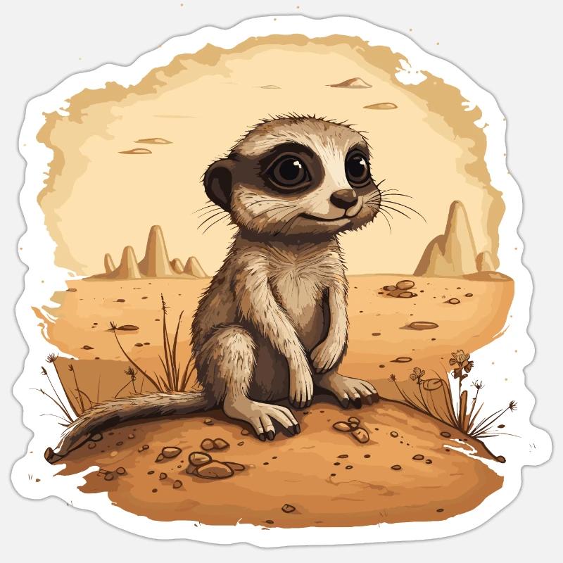 Suricate Bébé Mangouste - Sticker taille S (10 x 10 cm) - blanc mat