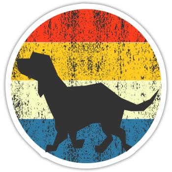 Vintage Hund Retro Sonnenuntergang - Sticker Größe S (10 x 10 cm) - Mattweiß - Vorne