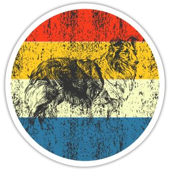 Vintage Hund Retro Sonnenuntergang - Sticker Größe S (10 x 10 cm) - Mattweiß - Vorne
