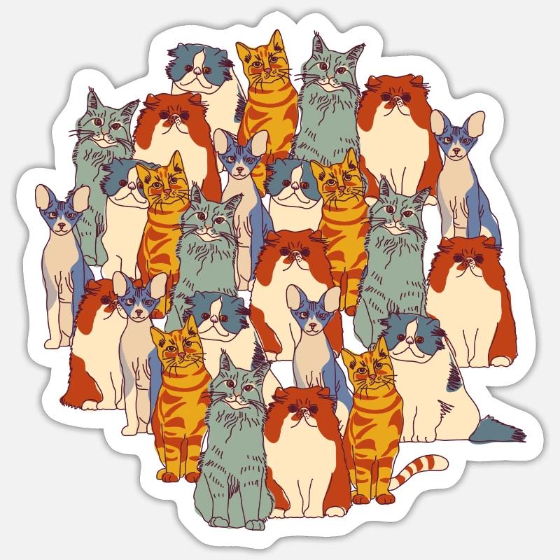 Katzen - Sticker Größe S (10 x 10 cm) - Mattweiß