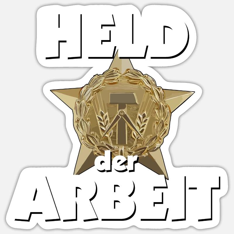 Held der Arbeit Abzeichen DDR Ostalgie Sticker Größe S (10 x 10 cm)